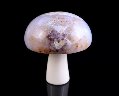 66mm Blue Chalcedony Hand Carved Crystal Mushroom Sculpture