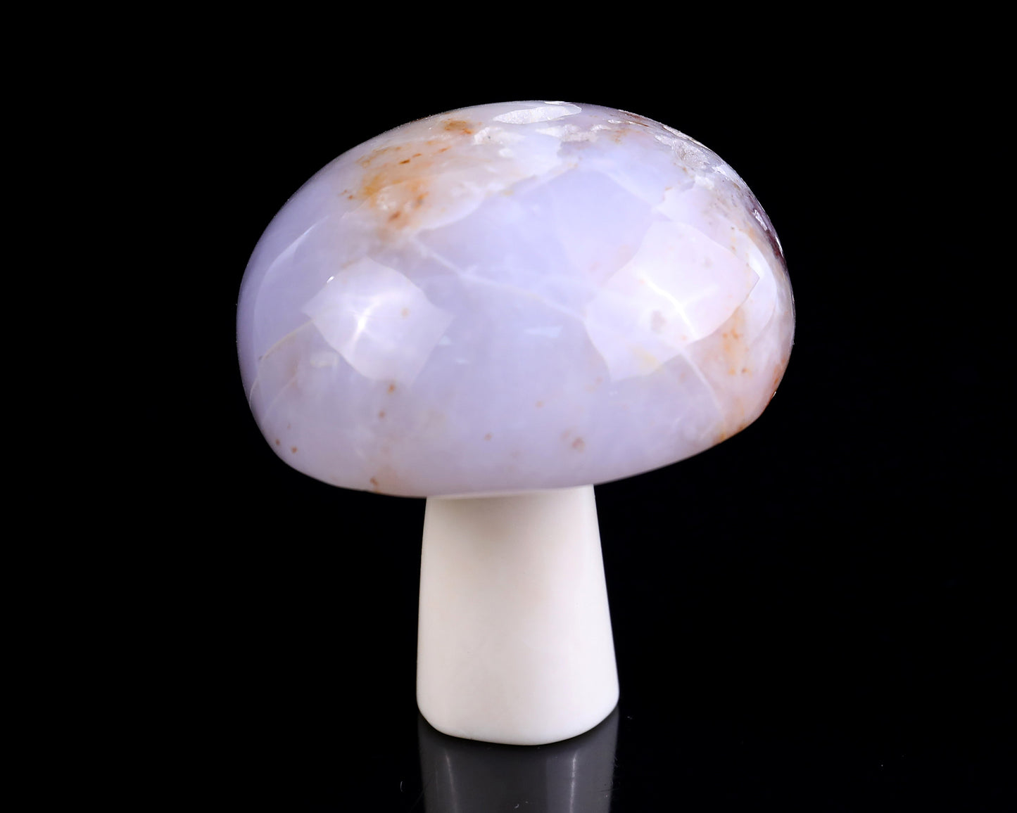 66mm Blue Chalcedony Hand Carved Crystal Mushroom Sculpture