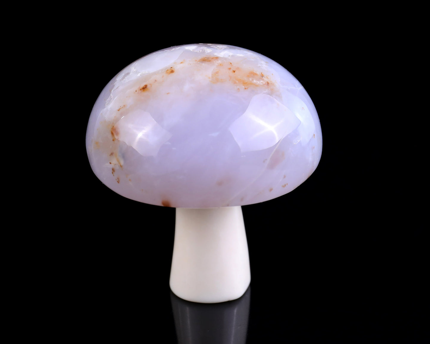 66mm Blue Chalcedony Hand Carved Crystal Mushroom Sculpture