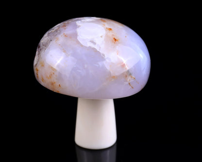 66mm Blue Chalcedony Hand Carved Crystal Mushroom Sculpture