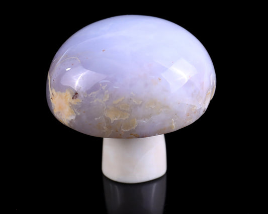 62mm Blue Chalcedony Hand Carved Crystal Mushroom Sculpture