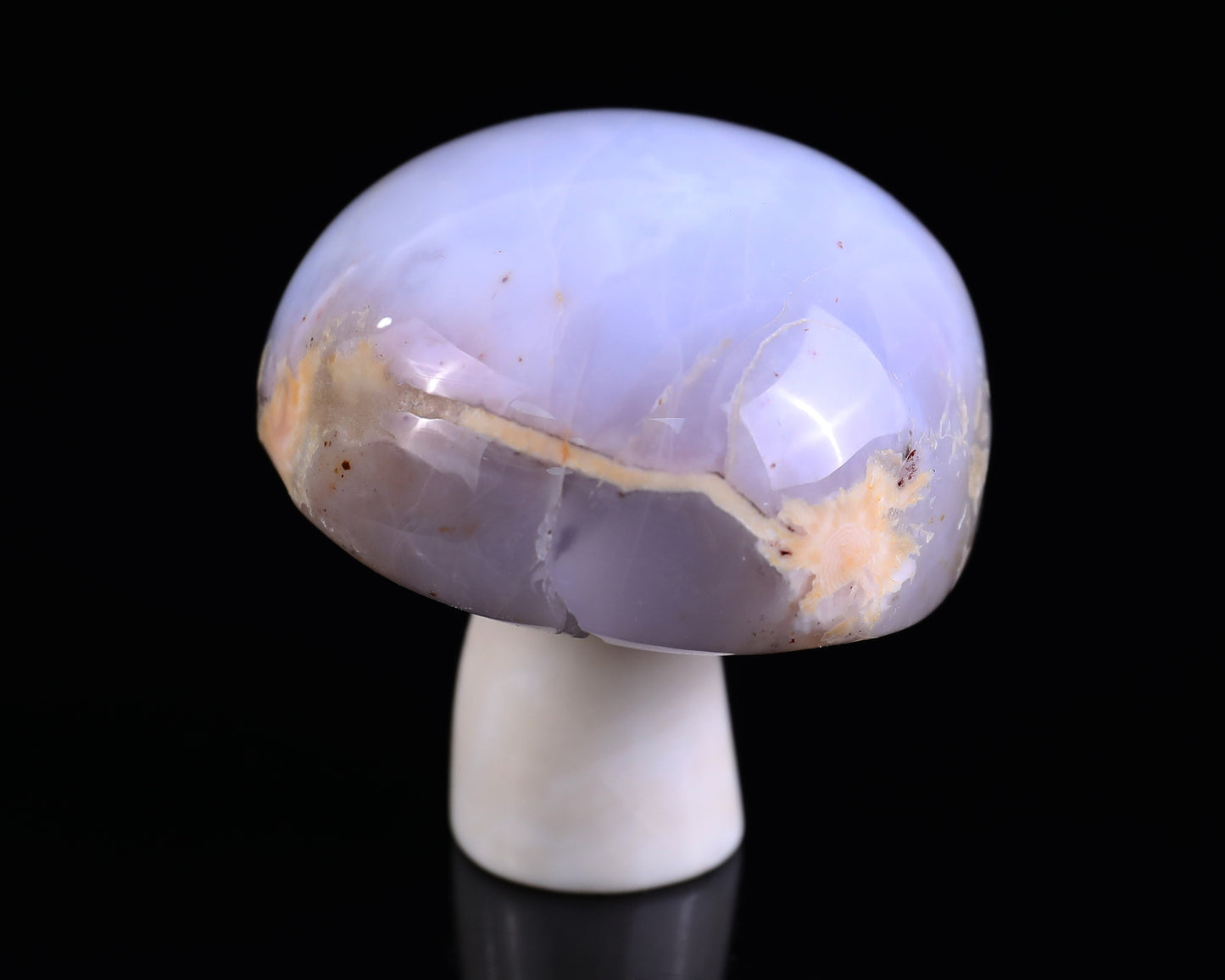 62mm Blue Chalcedony Hand Carved Crystal Mushroom Sculpture