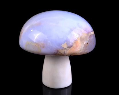 62mm Blue Chalcedony Hand Carved Crystal Mushroom Sculpture