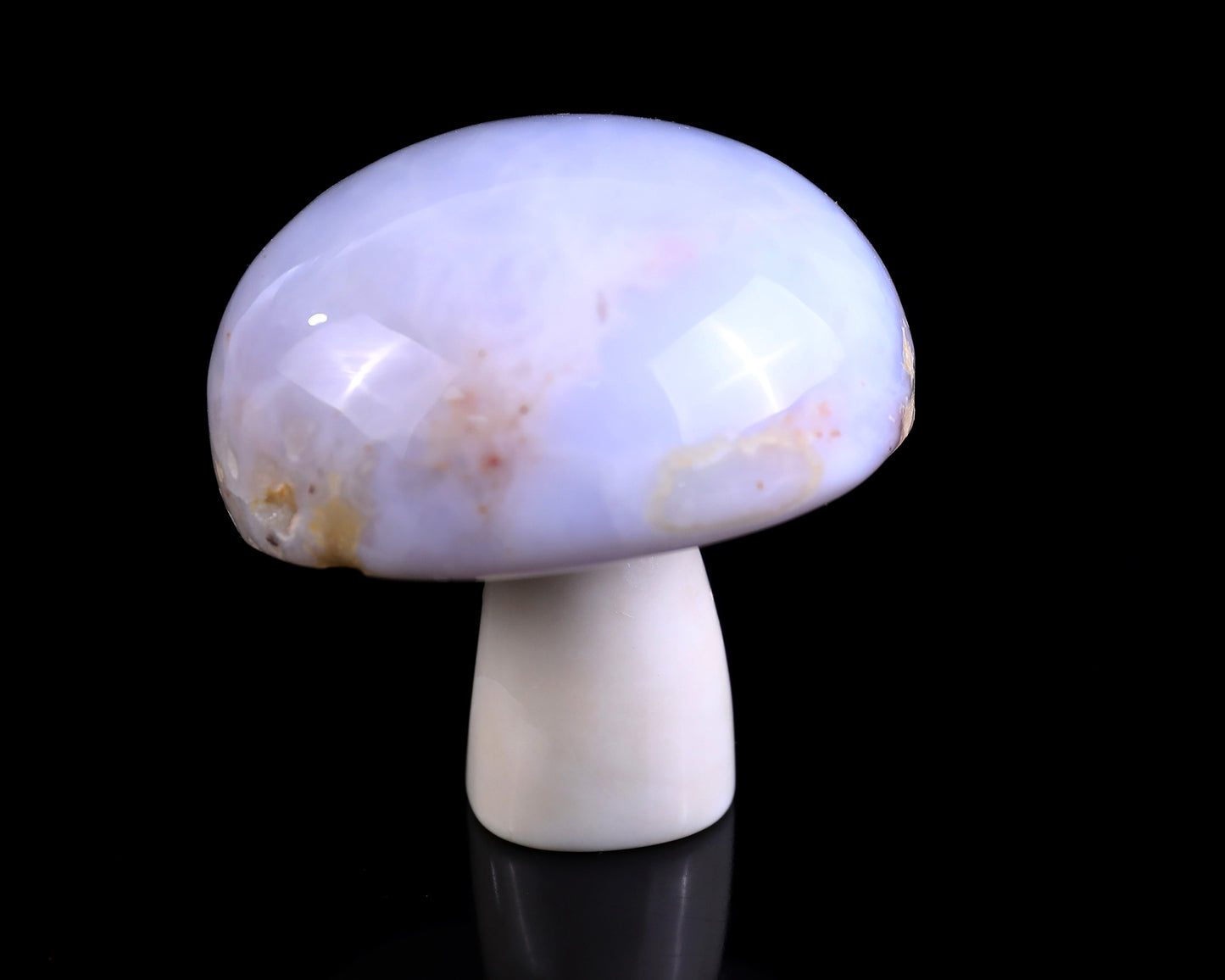 62mm Blue Chalcedony Hand Carved Crystal Mushroom Sculpture