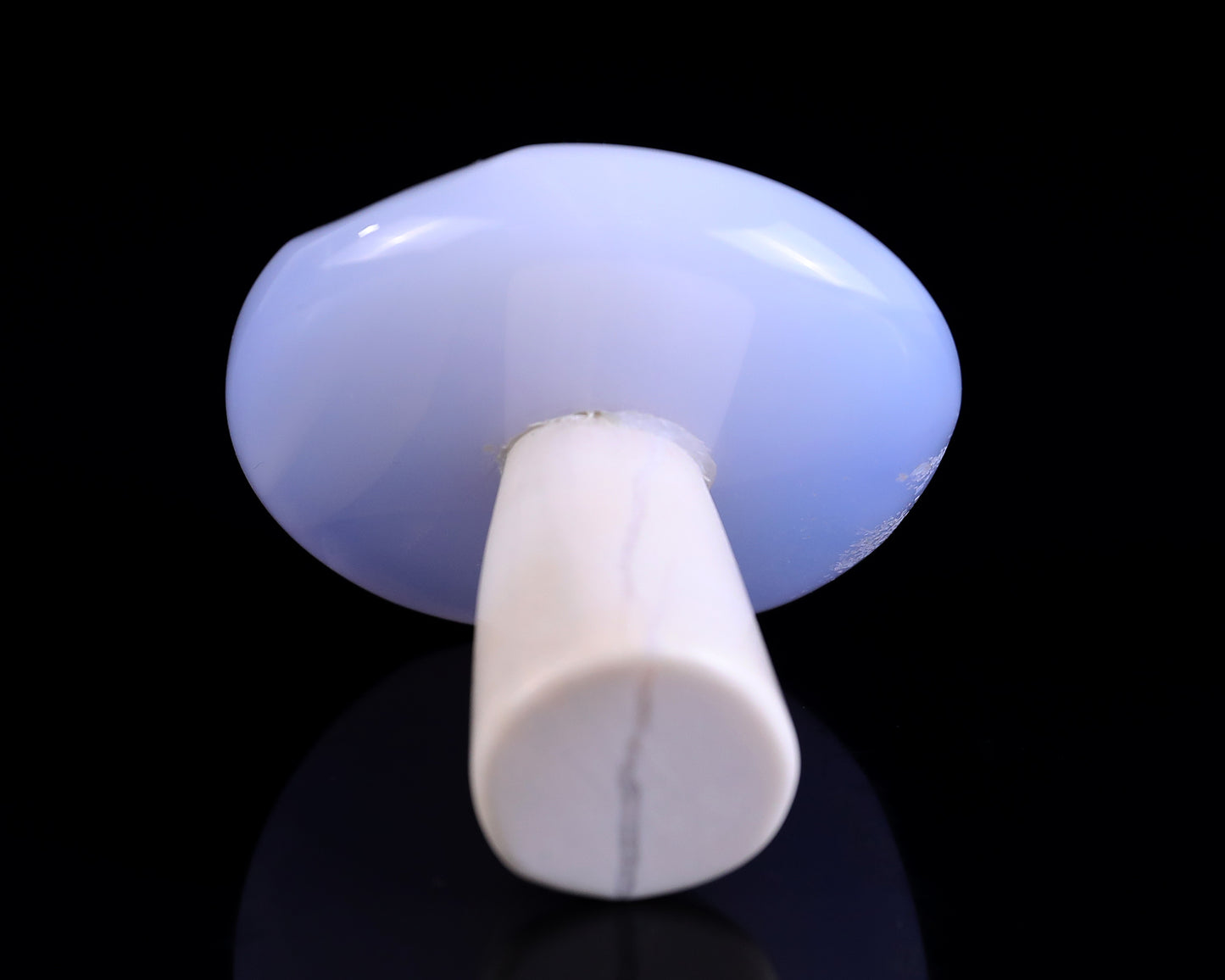 60mm Blue Chalcedony Hand Carved Crystal Mushroom Sculpture