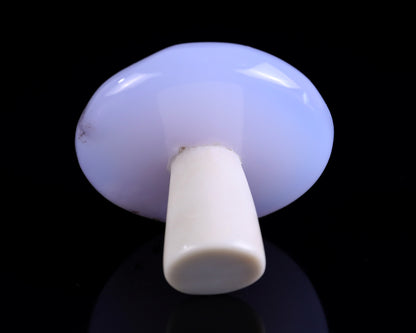 55mm Blue Chalcedony Hand Carved Crystal Mushroom Sculpture