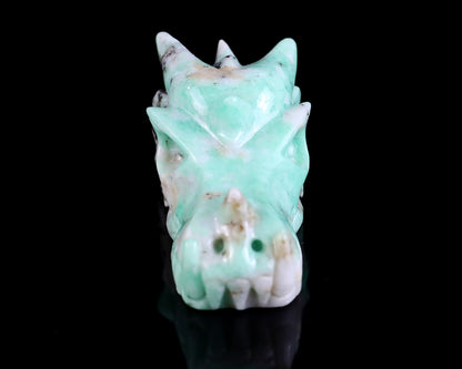 3.0" Emerald Hand Carved Crystal Dragon Skull Sculpture