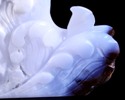 Amazing 11.0" Blue Chalcedony Hand Carved Crystal Dolphins Sculpture