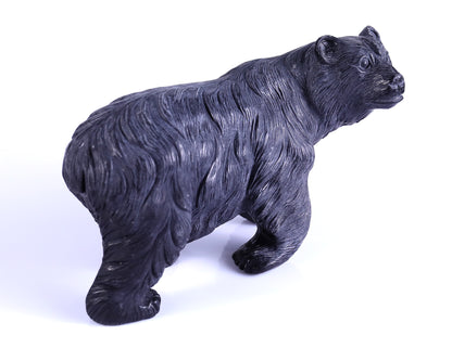 8.7" Black Stone Hand Carved Crystal Polar Bear Sculpture