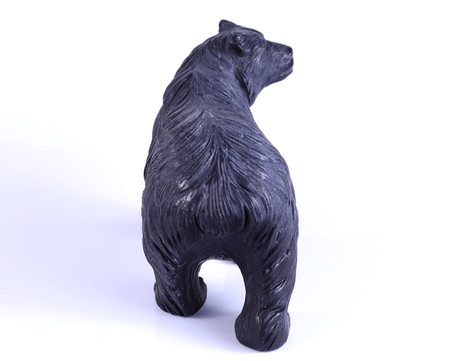 8.7" Black Stone Hand Carved Crystal Polar Bear Sculpture