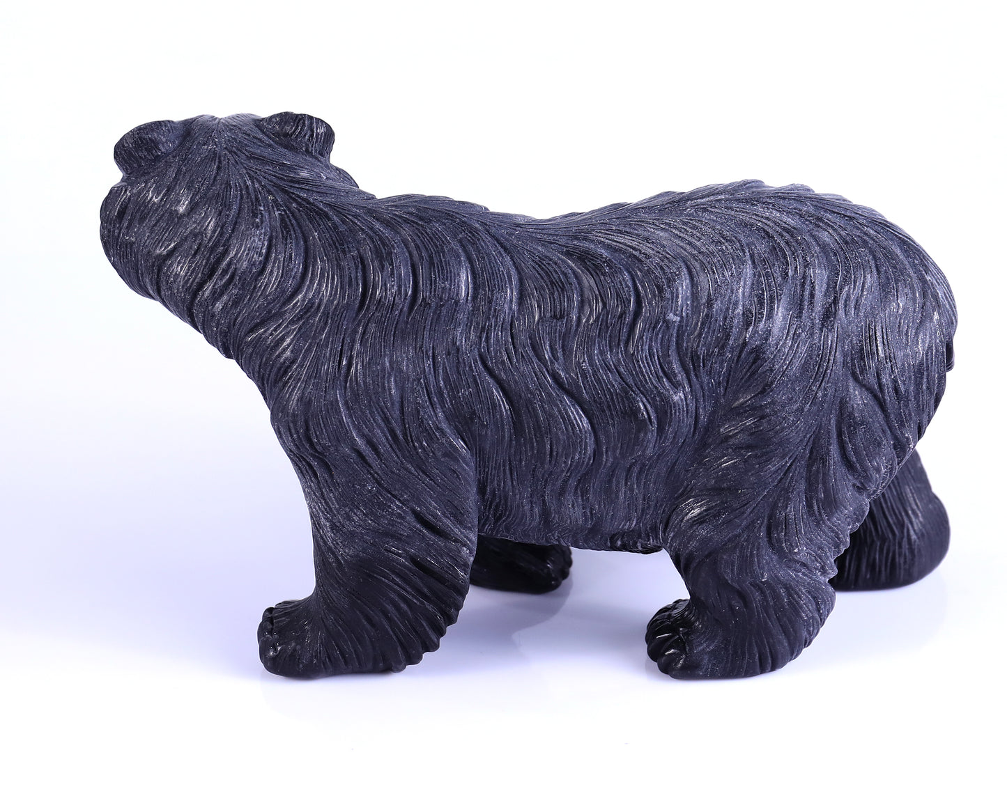 8.7" Black Stone Hand Carved Crystal Polar Bear Sculpture