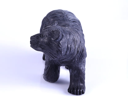 8.7" Black Stone Hand Carved Crystal Polar Bear Sculpture