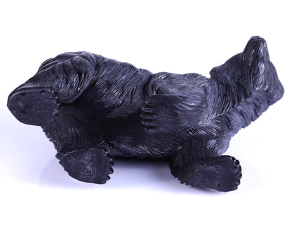 8.7" Black Stone Hand Carved Crystal Polar Bear Sculpture