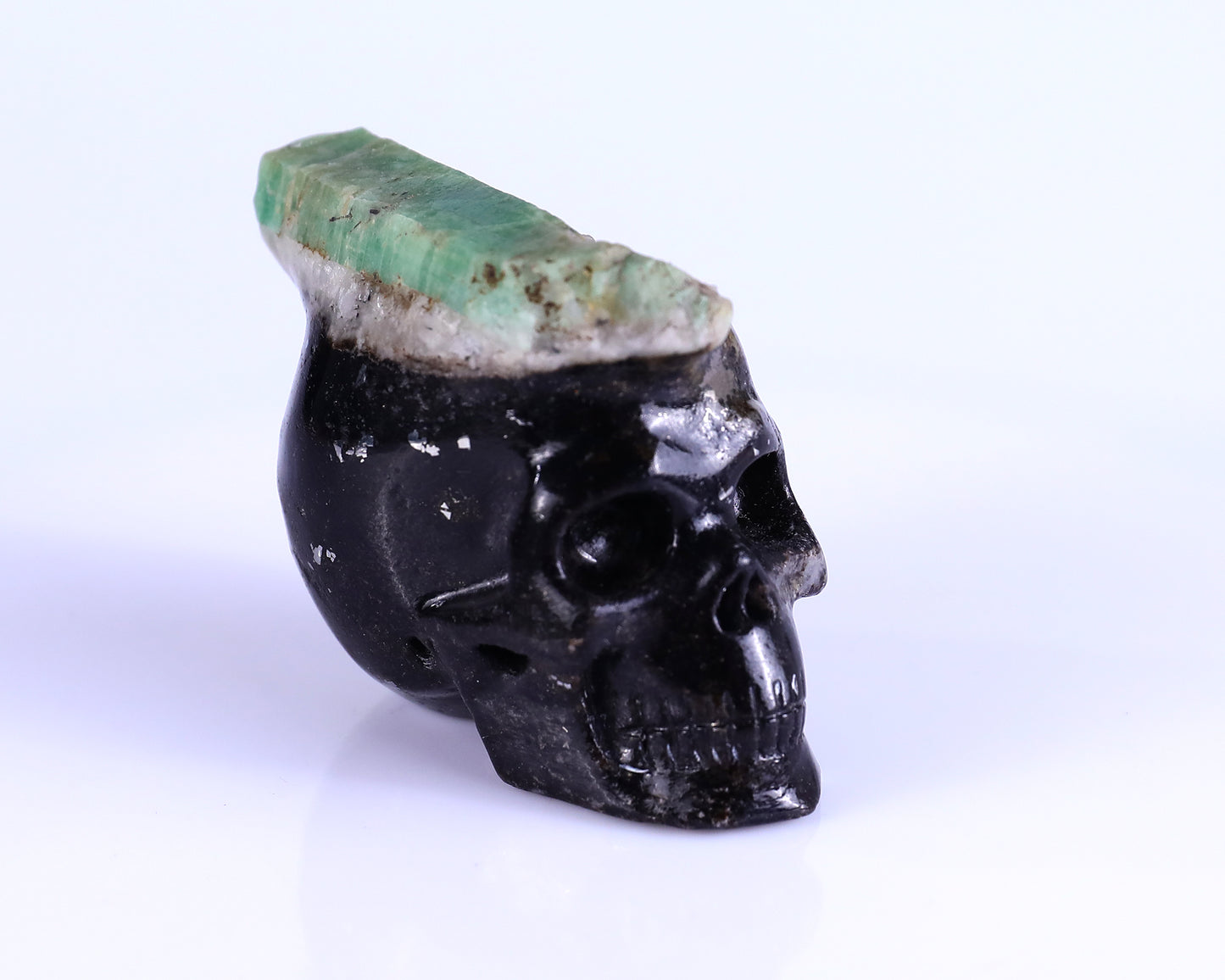 2.3" Emerald Hand Carved Mineral Specimen Skull Sculpture