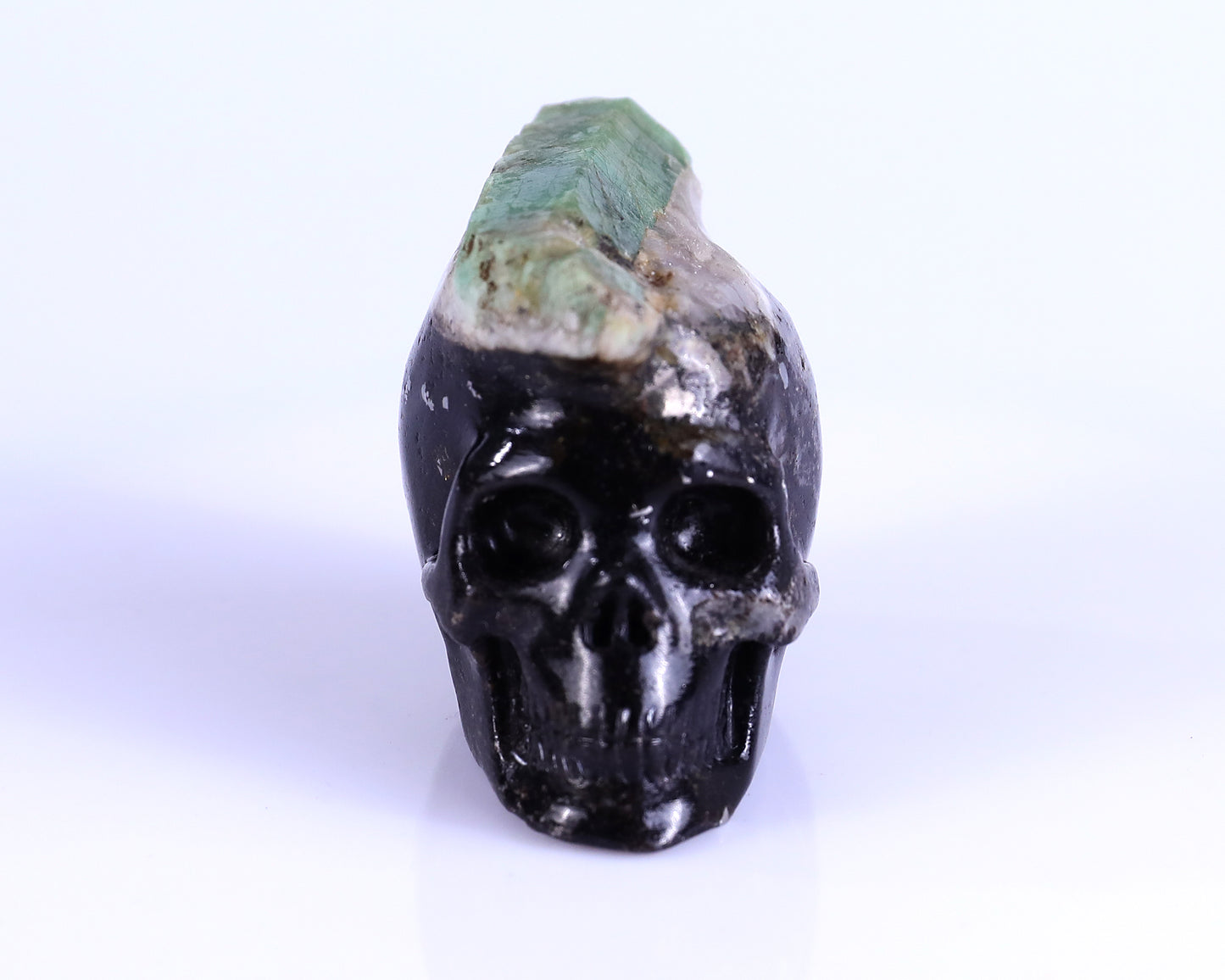 2.3" Emerald Hand Carved Mineral Specimen Skull Sculpture