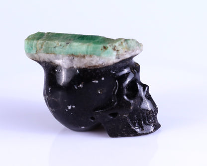 2.3" Emerald Hand Carved Mineral Specimen Skull Sculpture