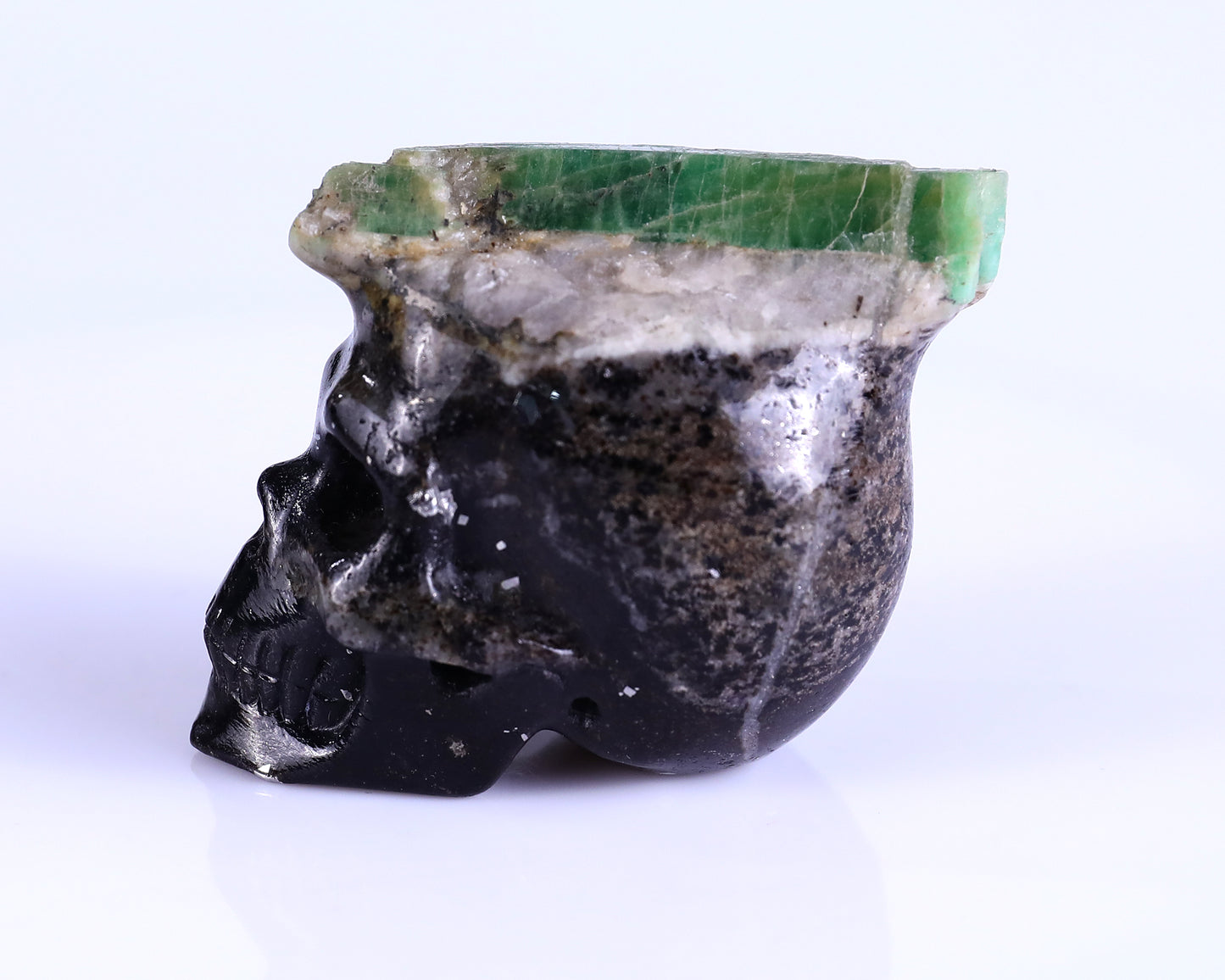 2.3" Emerald Hand Carved Mineral Specimen Skull Sculpture