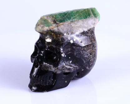 2.3" Emerald Hand Carved Mineral Specimen Skull Sculpture