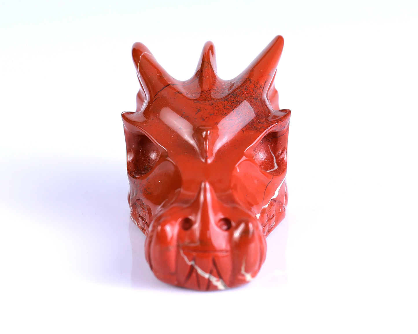 3.0" Red Jasper Hand Carved Crystal Dragon Skull Sculpture