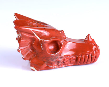 3.0" Red Jasper Hand Carved Crystal Dragon Skull Sculpture