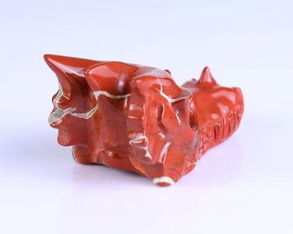 3.0" Red Jasper Hand Carved Crystal Dragon Skull Sculpture