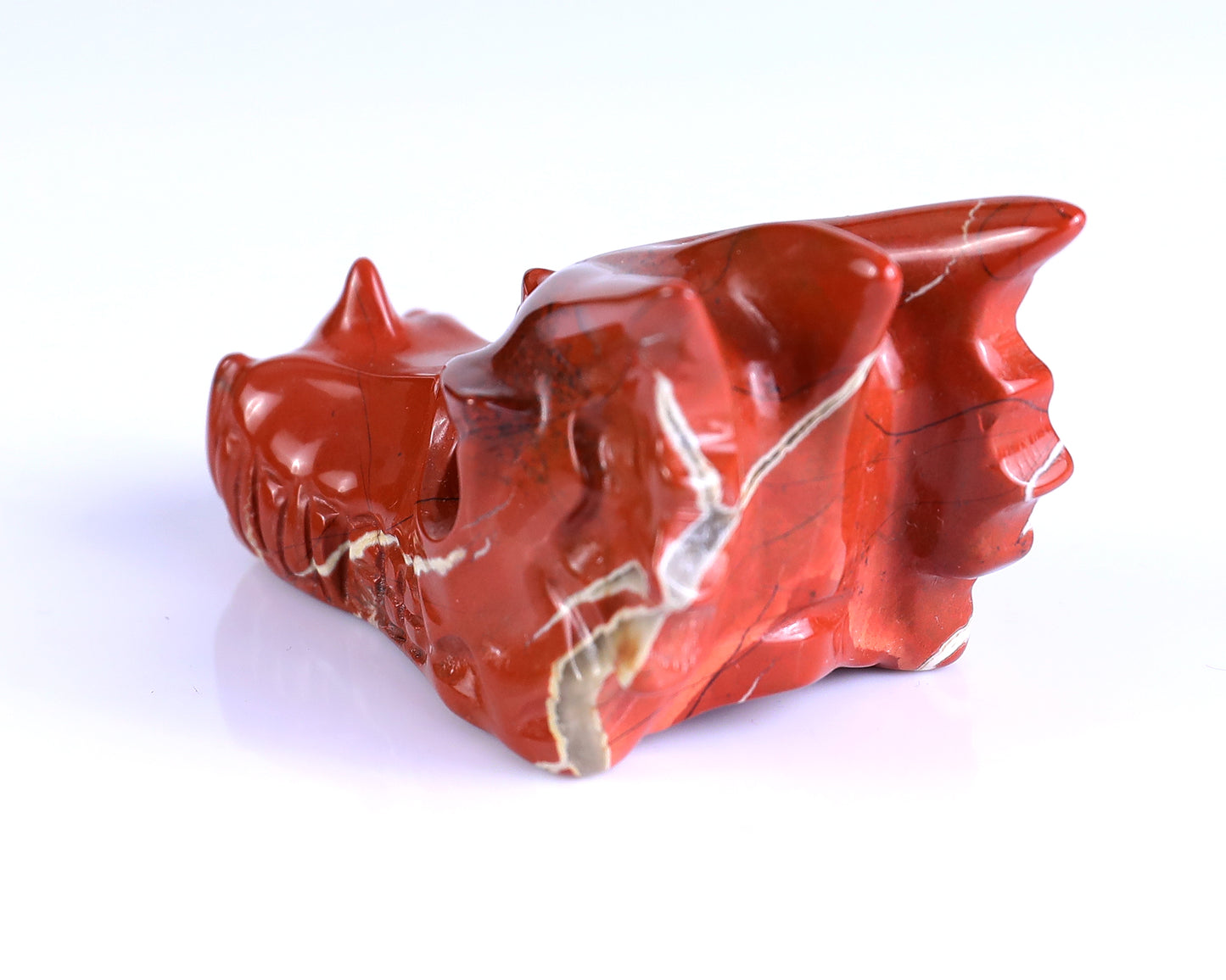 3.0" Red Jasper Hand Carved Crystal Dragon Skull Sculpture