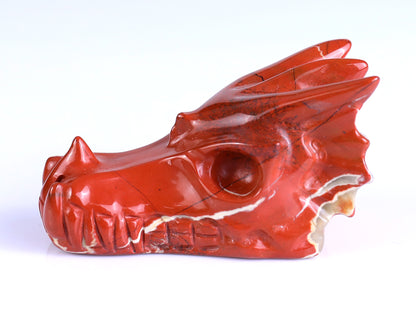 3.0" Red Jasper Hand Carved Crystal Dragon Skull Sculpture