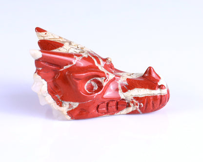 2.5" Red Jasper Hand Carved Crystal Dragon Skull Sculpture