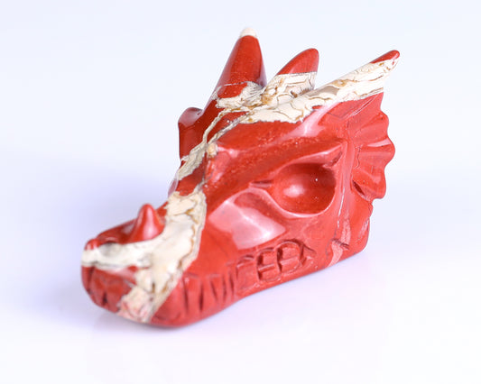 2.5" Red Jasper Hand Carved Crystal Dragon Skull Sculpture