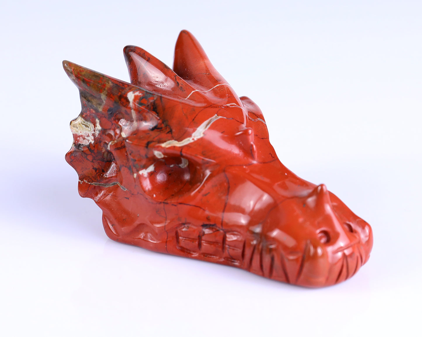 3.0" Red Jasper Hand Carved Crystal Dragon Skull Sculpture