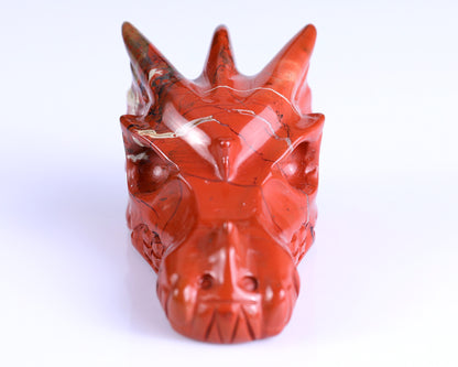 3.0" Red Jasper Hand Carved Crystal Dragon Skull Sculpture