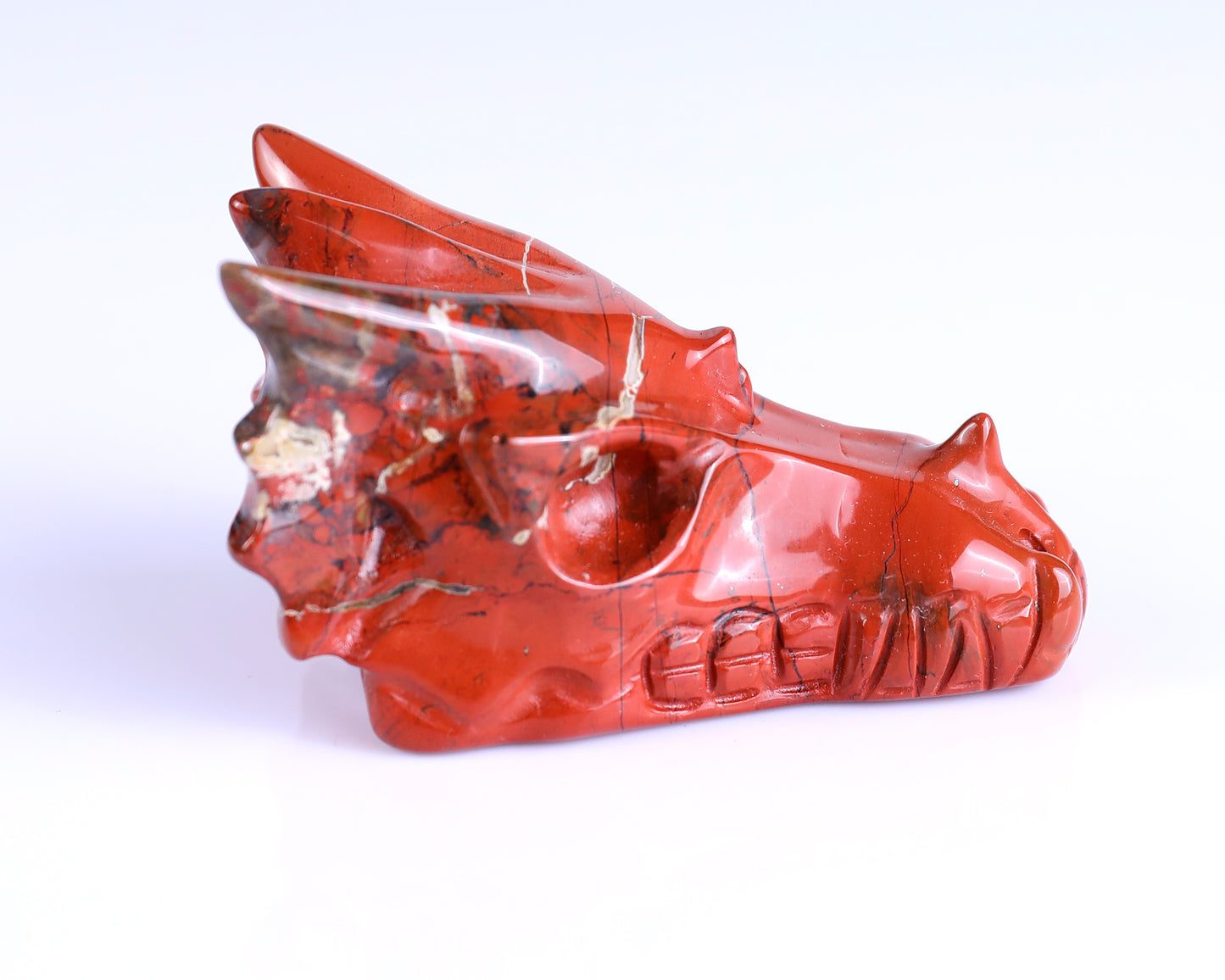 3.0" Red Jasper Hand Carved Crystal Dragon Skull Sculpture