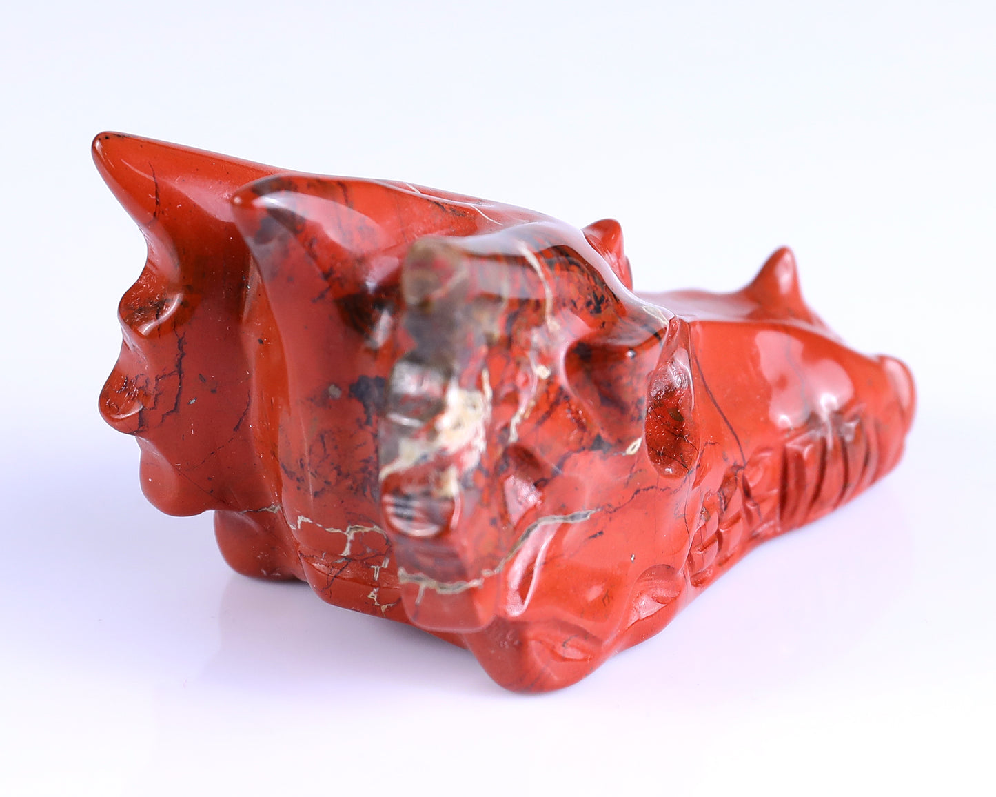 3.0" Red Jasper Hand Carved Crystal Dragon Skull Sculpture