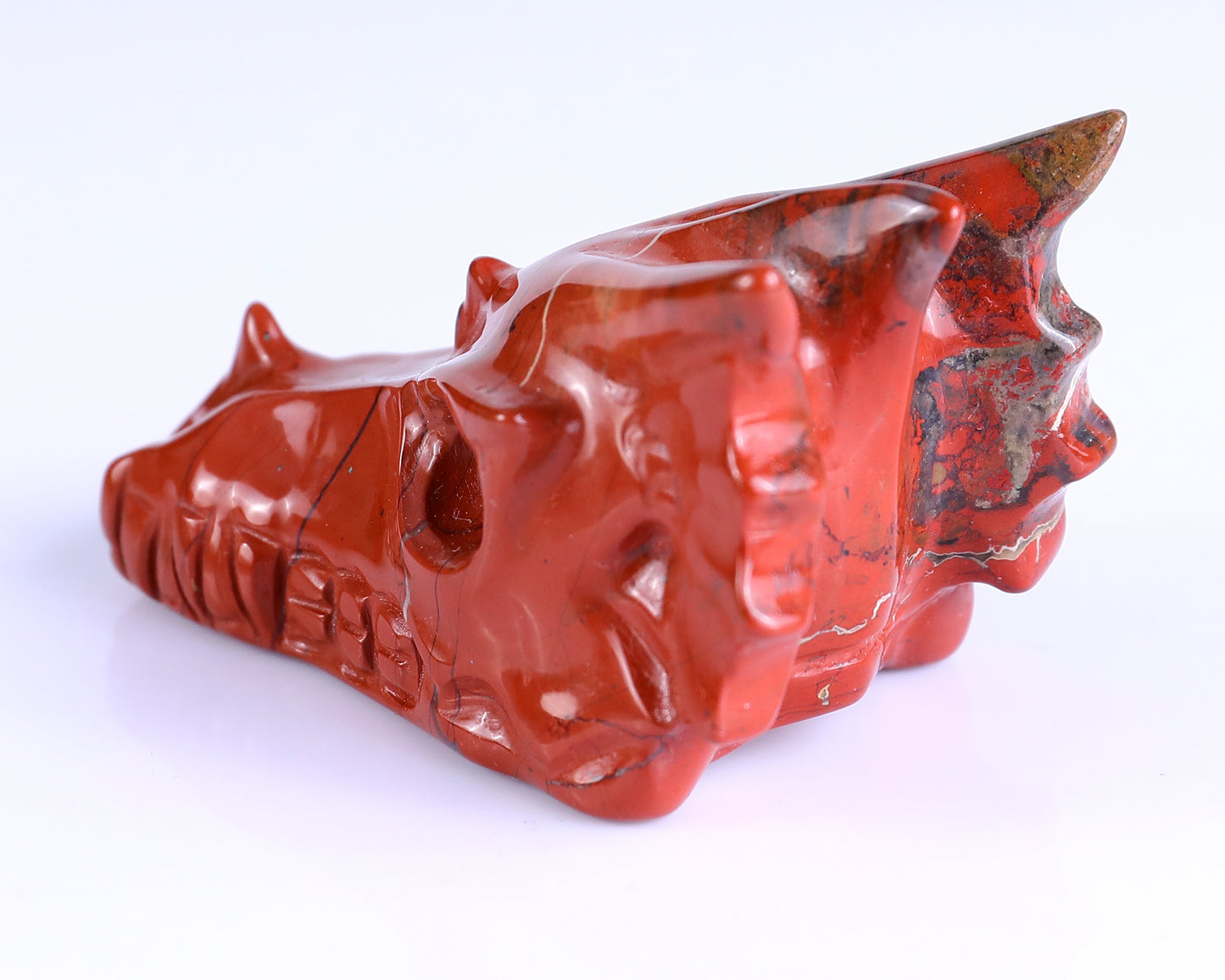 3.0" Red Jasper Hand Carved Crystal Dragon Skull Sculpture