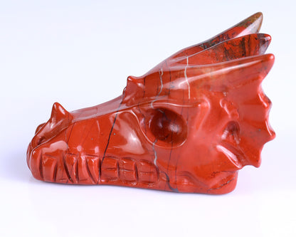 3.0" Red Jasper Hand Carved Crystal Dragon Skull Sculpture