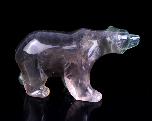 4.1" Fluorite Hand Carved Crystal Polar Bear Sculpture