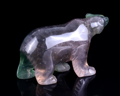 4.1" Fluorite Hand Carved Crystal Polar Bear Sculpture