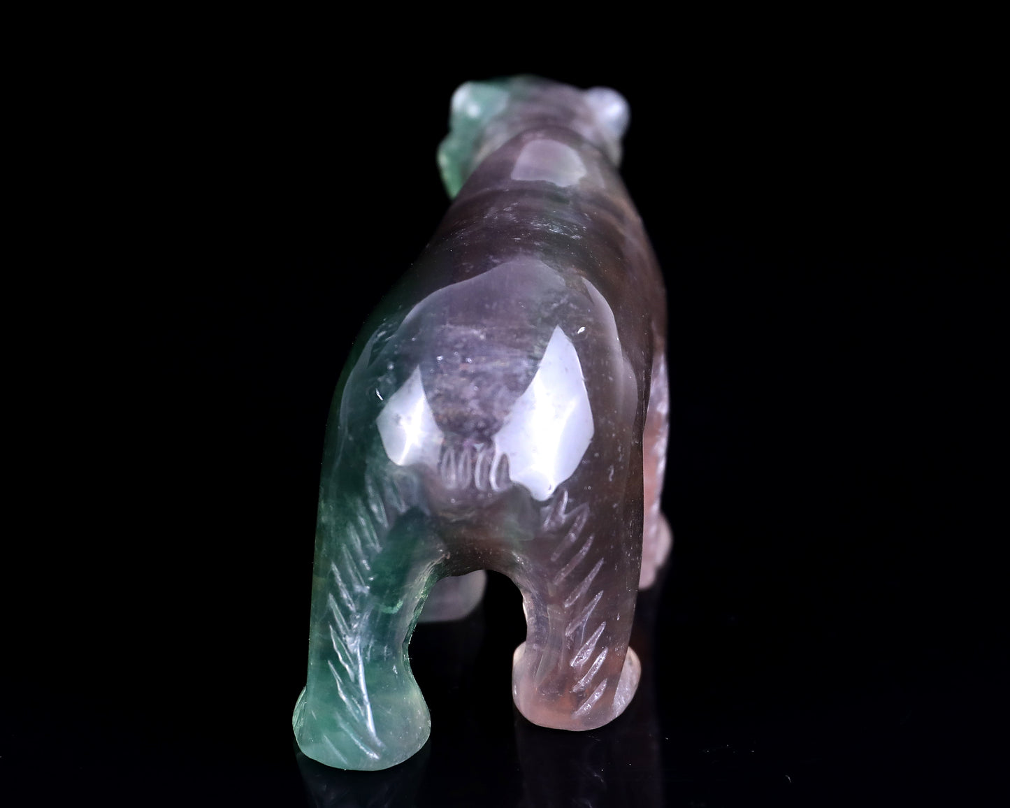 4.1" Fluorite Hand Carved Crystal Polar Bear Sculpture