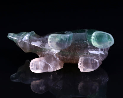 4.1" Fluorite Hand Carved Crystal Polar Bear Sculpture