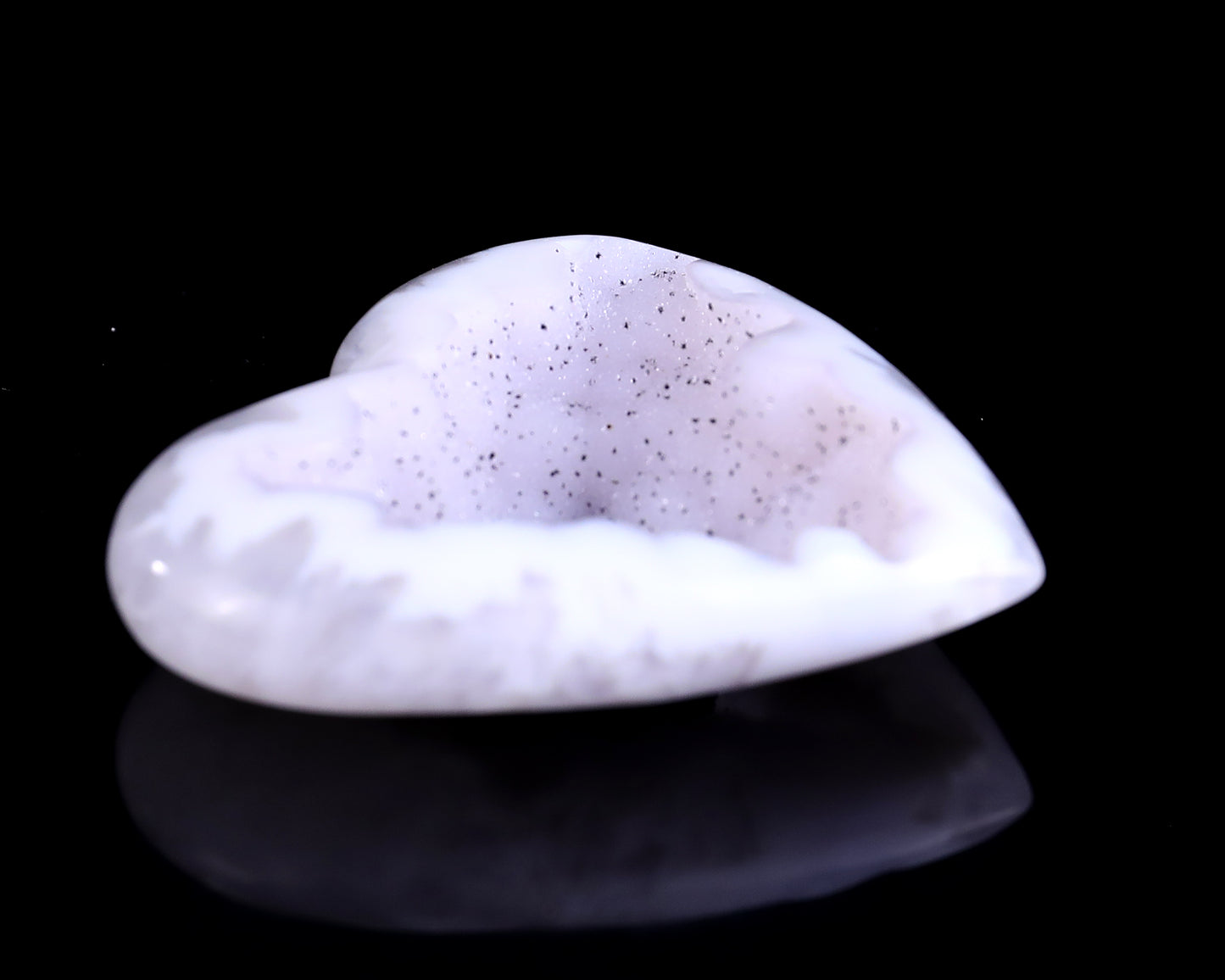 2.5" White Geode Agate Hand Carved Crystal Heart