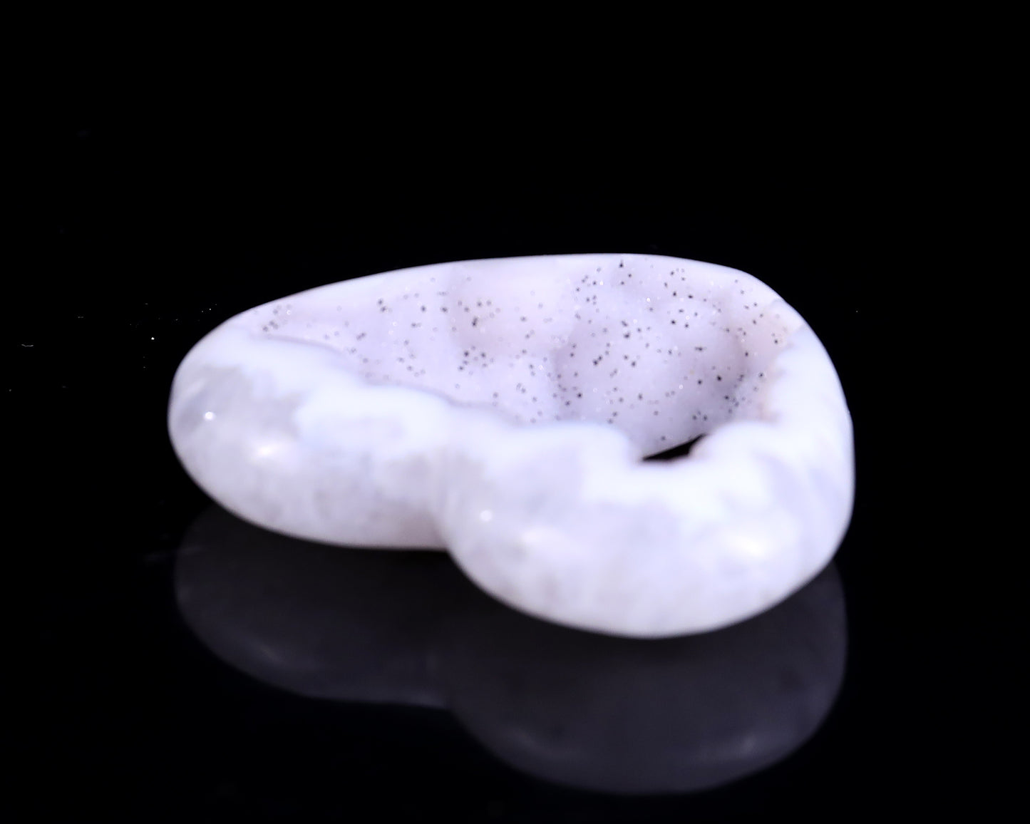 2.5" White Geode Agate Hand Carved Crystal Heart