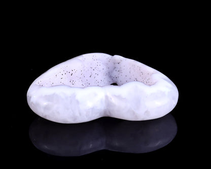 2.5" White Geode Agate Hand Carved Crystal Heart