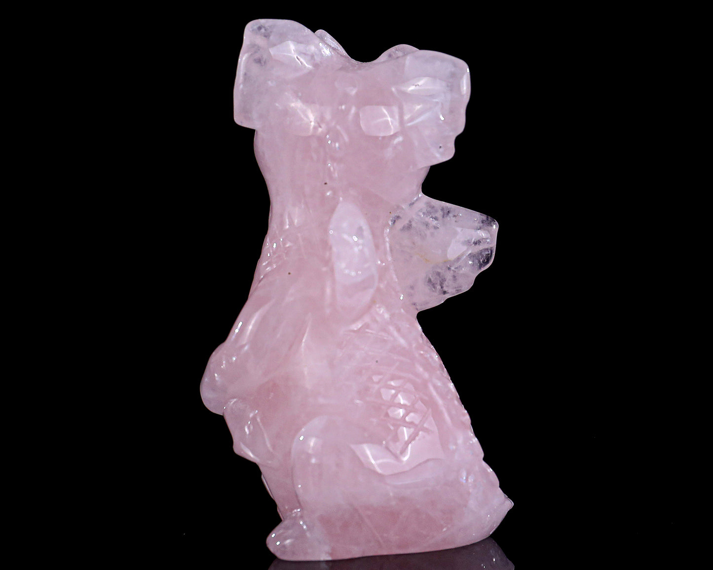 3.3" Rose Quartz Hand Carved Crystal Cute Baby Dragon Sculpture