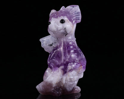 3.3" Amethyst Hand Carved Crystal Cute Baby Dragon Sculpture