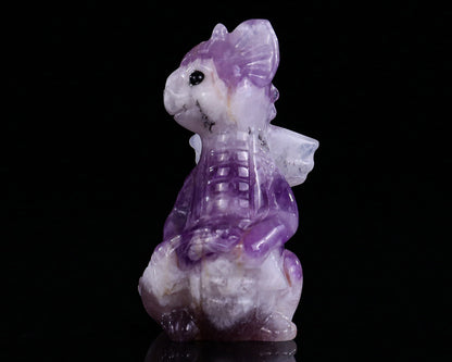 3.3" Amethyst Hand Carved Crystal Cute Baby Dragon Sculpture