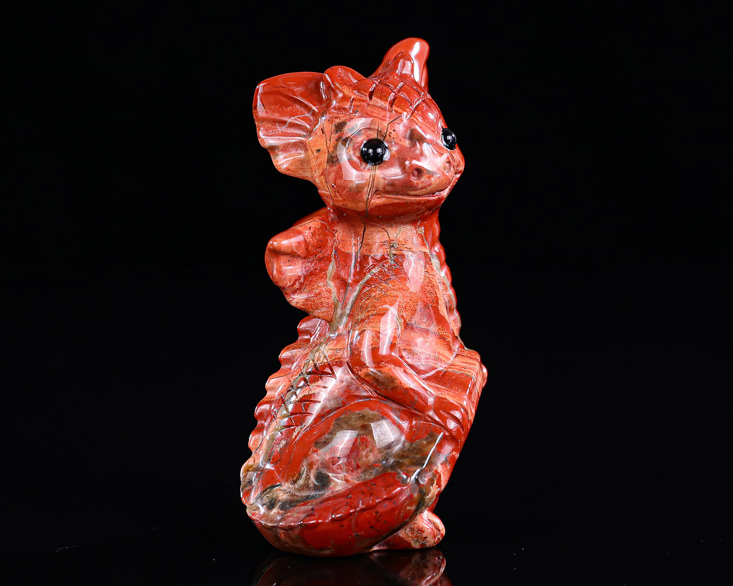 3.3" Red Jasper Hand Carved Crystal Cute Baby Dragon Sculpture