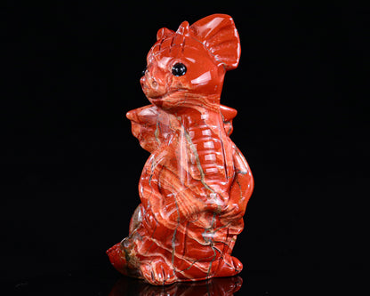 3.3" Red Jasper Hand Carved Crystal Cute Baby Dragon Sculpture