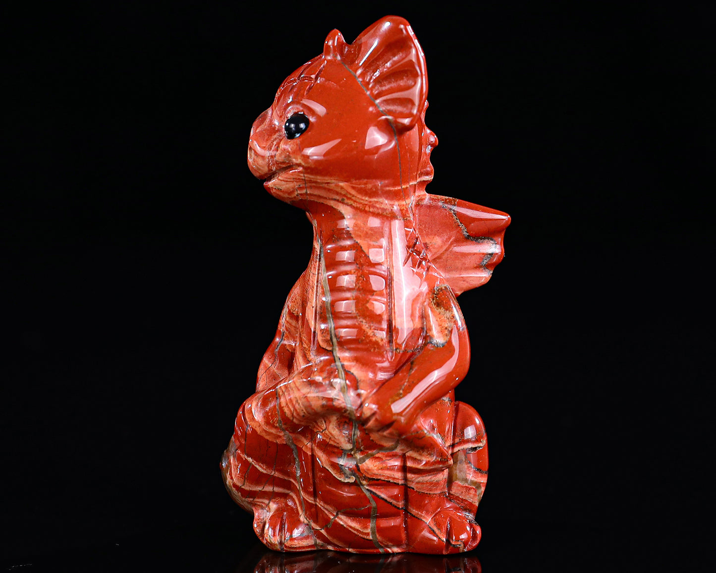 3.3" Red Jasper Hand Carved Crystal Cute Baby Dragon Sculpture