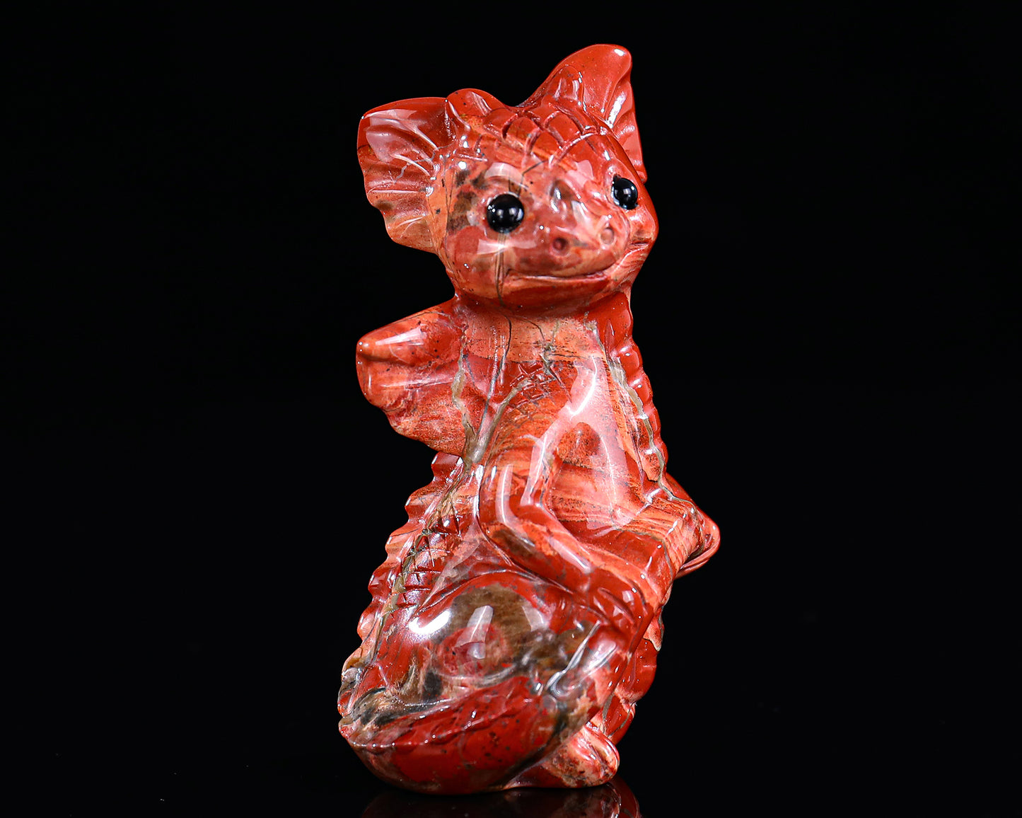 3.3" Red Jasper Hand Carved Crystal Cute Baby Dragon Sculpture