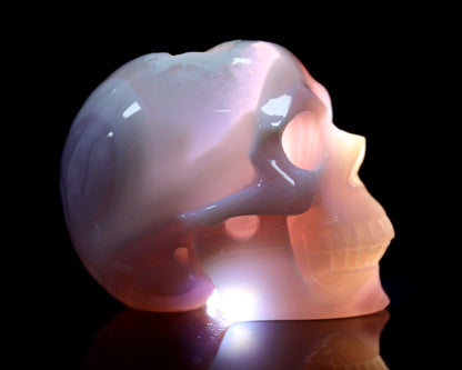 3.4" Geode Agate Hand Carved Crystal Geode Skull Sculpture